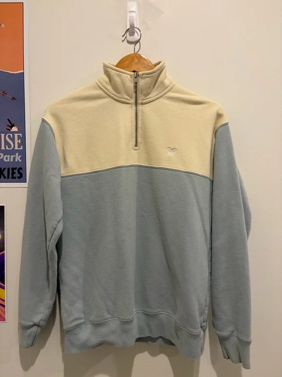 TNA Two-Tone Quarter-Zip Fleece Pullover - Cream & Light Blue - Picture 1 of 6